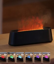 お買い得  -カラフルな炎のディフューザー加湿器エッセンシャルオイルアロマセラピーディフューザーリモコン付き300ml大型超静音アロマディフューザー7色