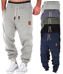 abordables -Homme Pantalon en molleton Joggings Pantalon Jogging Pantalon Jogger Pantalon Cordon Plein Confort Respirable Extérieur du quotidien Sortie Mode Décontractées Noir Vert