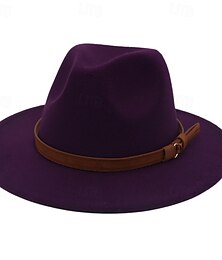 billiga -Herr Kentucky Derby Hat Solhatt Cowboyhatt Fedora Trilby hatt Svart Vit Ull Vintagestil Mode 1700-talet delstaten Texas Dagligen Temafest Enfärgad / vanlig färg Solskyddskräm Cosplay