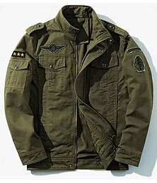 economico -giacca militare da uomo in cotone ricamata giacca cargo con spalline manica lunga collo alto multitasche cappotto giacca da camionista stampa stella capospalla tattico