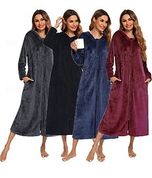 halpa -naisten pyjamat puhtaat värit muoti yksinkertainen koti polyesteri fleece lämmin pitkähihainen kaapu toppi syksy talvi kotiasut
