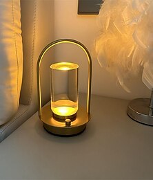 abordables -Lampe de table sans fil rechargeable USB variateur tricolore lanterne de chevet veilleuse de bureau lumière d'ambiance tactile pour la maison hôtel camping lumière table à manger éclairage 1pc
