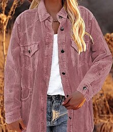 abordables -Mujer Chaqueta casual Exterior Calle Ropa Cotidiana Otoño Invierno Regular Abrigo Ajuste regular Mantiene abrigado Transpirable Elegante Casual Chaquetas Manga Larga Plano Con bolsillos Rosa Beige