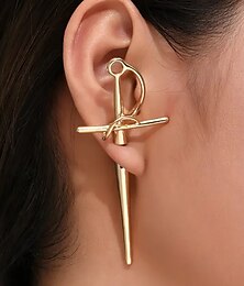 abordables -Pendientes de oro con forma de espada para mujer: joyas de moda atrevidas y únicas para looks atrevidos y modernos
