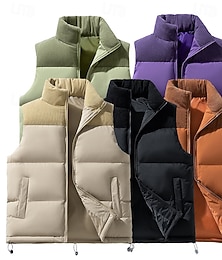 economico -Per uomo Gilet imbottito Gilet Gilet trapuntato Giornaliero Appuntamento Da mare Di tendenza Informale Autunno inverno Tasche Poliestere Tenere al caldo Comodo Tinta unica Cerniera Colletto alla