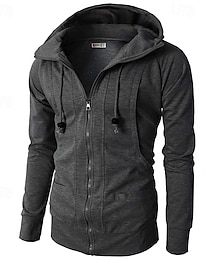 economico -Per uomo Felpa con cappuccio e zip Felpa con cappuccio a zip intera Felpa con cappuccio in pile Nero Vino Verde militare Blu marino Cachi Con cappuccio Liscio Zip Up Tasche Sportivo Giornaliero Per