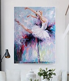 preiswerte -handgemachtes Ölgemälde einer Tänzerin, handgemaltes Ölgemälde einer Ballerina, modernes abstraktes Ölgemälde auf Leinwand, farbenfrohe Wandkunst, Ballettgemälde, Heimdekoration