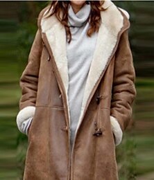 economico -Per donna Giacca in pile Cappotto teddy Giacca con cappuccio Tenere al caldo Traspirante Tasche In pile Informale Liscio Da mare Strada Da tutti i giorni Per uscire Monopetto Standard Felpa Standard