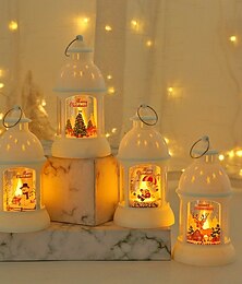 levne -vánoční retro hrad led světlo svíček, santa na baterie  & sněhulák lucerna slavnostní výzdoba na Vánoce, nový rok  & stromová ozdoba
