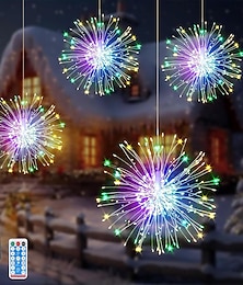 economico -4 luci solari per fuochi d'artificio, luci solari per vialetti 360 LED con telecomando 8 modalità, luci esterne impermeabili per giardino, cortile, patio, passerella, decorazioni natalizie e per le