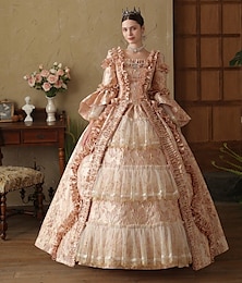 abordables -Gothique Rococo Inspiré vintage Robe Perruques de cosplay Costume de fête Princesse Shakespeare Couleur Unie Robe de bal Femmes Noël Halloween Carnaval Soirée Mascarade Carnaval de Venise Adulte Robe