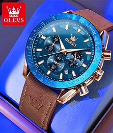 abordables -Nouvelle Montre Olevs de Marque Mode Montres pour Hommes Chronographe Lumineux Calendrier Grand Cadran Montre à Quartz de Loisirs Simple Étanche