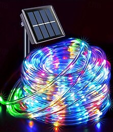 Недорогие -7м-50светодиодов/12м-100светодиодов/22м-200светодиодов рождественская уличная солнечная трубчатая лампа для двора, балкона, забора, лестницы, праздничной атмосферы, декоративная световая гирлянда