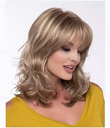 economico -parrucche bionde per donne parrucca sintetica parrucca ondulata bordeaux nero marrone capelli sintetici donna riga in mezzo resistente al calore per feste quotidiane