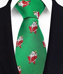 お買い得  -男性用のクリスマスをテーマにしたネクタイ - ホリデーパーティーにぴったりなサンタ、雪の結晶、キャンディーケーンの模様が描かれた華やかなネクタイ