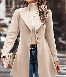 economico -Per donna Cappotto invernale Esterno Strada Da tutti i giorni Autunno Inverno Standard Cappotto Standard Tenere al caldo Traspirante Moda Informale Giacca Manica lunga Liscio Con tasche Nero