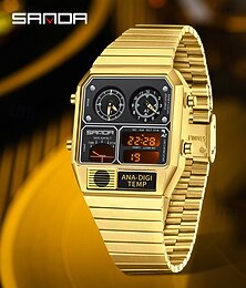 economico -Orologio digitale da uomo SANDA Orologio da sport da moda Orologio casual da affari Ripetitore di minuti Cronometro Orologio allarme Impermeabile in acciaio