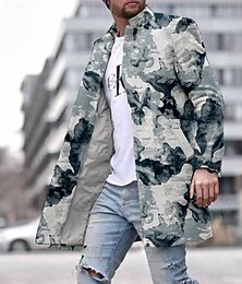preiswerte -Herren Tuschemalerei Wintermantel Fleecejacke Mantel Thermik Komfortabel Künstlerisch Brautkleider schlicht Outdoor Party-Abendgarderobe Freizeitskleidung Knopf 3D-Druck Vordertasche Winter