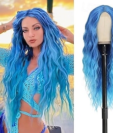 economico -cosplay parrucca lunga parte centrale parrucca sintetica regali realistici parrucche da festa per donne uso quotidiano parrucche colorate parrucche per feste di natale