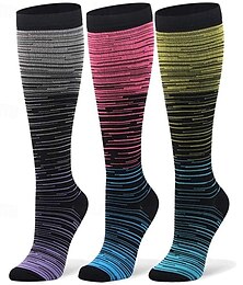 preiswerte -Yoga Socken 3 Paare Herren Damen Kompressionssocken Rutschfest Atmungsaktiv Schweißableitend Komfortabel Fitnesstraining Basketball Fussball Laufen Joggen Sport Mehrfarbig Modisch Polyester