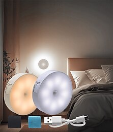 זול -חיישן תנועה 8 LED תאורת לילה, תאורת ארון מדרגות נטענת USB, הפעלה/כיבוי אוטומטית, אידיאלית למטבח, חדר שינה, ארון, מדרגות ומסדרון