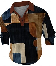 economico -Per uomo Plaid Magliette Polo a Nido d'Ape Maglia da golf Manica Lunga Magliette polo Camicie con Colletto Vintage Casual Abbigliamento da vacanza Abbigliamento Formale Abbigliamento da festa Bottoni