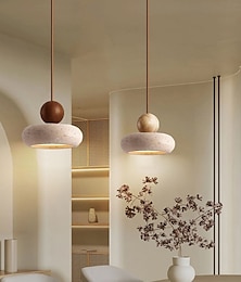 economico -lampadario a sospensione da comodino in stile wabi-sabi, travertino giallo, piccola luce pendente 85-265v