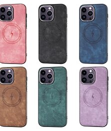 preiswerte -Handy Hülle Handyhüllen Für iPhone 16 15 14 Pro Max Plus iPhone 13 12 11 Pro Max Rückseite Magnetisch Unterstützt kabelloses Laden Stoßfest Retro TPU PU-Leder