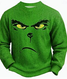 preiswerte -hässlicher Weihnachtspullover für Herren, lustiger Pullover, Strickpullover, Thermo-Partyabend, Silvester, langärmelig, Rundhalsausschnitt, Herbst, Winter, Frühling, Grasgrün, Jade, S, M, L