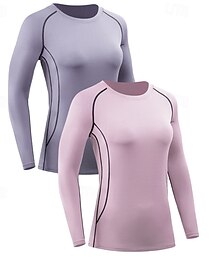 abordables -Mujer Camiseta Running Manga Larga Camiseta Casual Ropa Deportiva Otoño Transpirable Secado rápido Entrenamiento de gimnasio Corriendo Paseo Ropa de deporte Ropa de Deporte Color sólido Negro Blanco