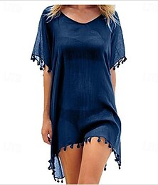 abordables -Robes de plage d'été pour femmes maillots de bain mode de vacances à manches courtes couleur unie
