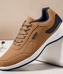 abordables -baskets de sport décontractées pour hommes en cuir marron avec semelle coussinée et design à lacets – chaussures de marche confortables au quotidien