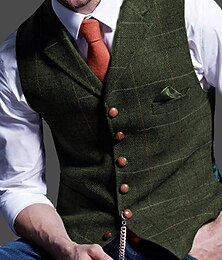 levne -Pánské Retro Kamizelka Smrčkový steh Na míru Otevřené Dvouřadové sako s více knoflíky Vodní modrá Trávová zelená Khaki 2023