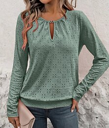economico -Per donna maglietta Liscio Di tendenza Moderno Informale Manica lunga Girocollo Top regolari Giornaliero Fine settimana Bianco Rosso Verde Autunno Inverno