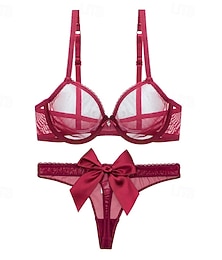 Недорогие -Дед Мороз Mrs.Claus Кукла дамское белье Наборы бюстгальтер + трусы Стринги  Нижнее белье Жен. Секси Взрослые Рождество Новый год Рождественский сочельник Рождество Для вечеринок Бюстгальтер