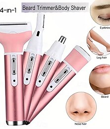 economico -Kit di depilazione 4 in 1 per donna, rasoio elettrico ricaricabile tramite USB, tagliacapelli e tagliacapelli con accessori per sopracciglia e naso, bagnato e asciutto