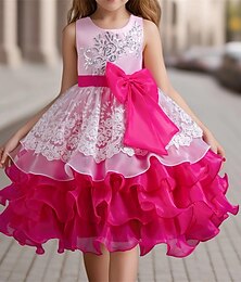 economico -Bambino Da ragazza Abito da cosplay Vestito da festa Color Block Senza maniche Prestazioni Natale Retato Schiena scoperta Collage Bellissimo Dolce Poliestere Maxi Vestito da festa Vestito svasato