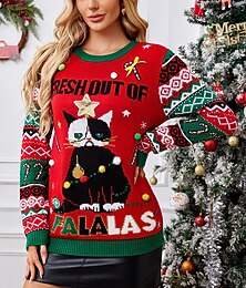 preiswerte -Anime 3D Bischofsärmel Weihnachtsstrickjacke Sweatshirt Hässlicher Weihnachtspullover Lustig für Damen Erwachsene 3D-Druck  für Weihnachten Karneval Party Alltagstauglich