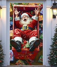 levne -vánoční dekorace na dveře kryty dveří santa claus vánoční dárky tapisérie na dveře dekorace na závěsy pozadí vnitřní / venkovní banner na dveře na farmu