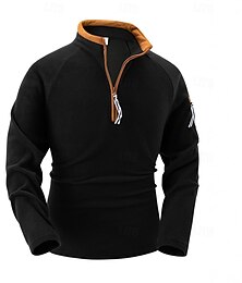 abordables -Homme Sweat shirt Laine Polaire Sweat-shirt quart de fermeture éclair Noir Vert Véronèse bleu marine Kaki Demi fermeture éclair Plein Poche Sport & Loisir du quotidien Vacances Vêtement de rue Frais