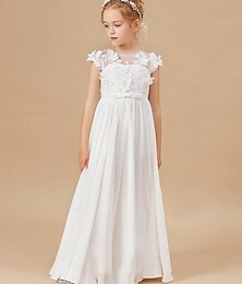 preiswerte -A-Linie, bodenlanges Blumenmädchenkleid, Hochzeitsfeier, Frozen Anna, süßes Ballkleid für Mädchen, Chiffon mit Applikationen, eleganter Mini-Brautschnitt, 3–16 Jahre