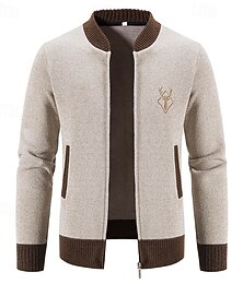 preiswerte -Herren Strickjacke Kurzer Pullover Zip Pullover Reißverschluss Strickpullover Gerippt Stricken Standard Patchwork Tasche Farbblock Ständer Modisch Klassisch Freizeitskleidung Verabredung Bekleidung