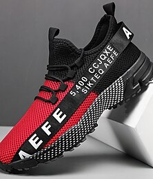 זול -בגדי ריקוד גברים נעלי ספורט נעלי Flyknit אריגה מעופפת נוח מונע החלקה שרוכים לבן אדום כחול