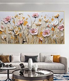 abordables -peinture à l'huile peinte à la main peinture florale 3D couteau à palette fait à la main fleurs peinture à l'huile art mural grande peinture texturée blanche 3D peintures décoratives modernes