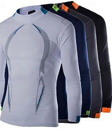 economico -Per uomo T-shirt Compressione Maglia Atletica Maglia da palestra Camicia fitness Camicia a compressione imbottita Manica lunga Maglietta Informale Athleisure Traspirante Asciugatura rapida Morbido