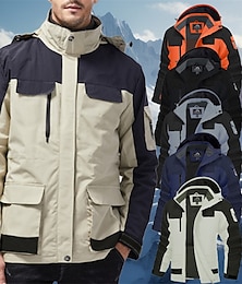 abordables -Hombre Chaqueta para lluvia Al aire libre Impermeable Resistente al Viento Trajes de senderismo Ropa de senderismo Primavera Otoño Paravientos Retazos Gris oscuro Negro Blanco