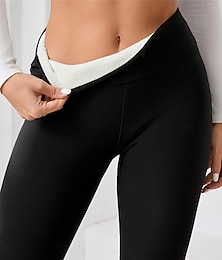 お買い得  -女性用 ヨガパンツ ヨガレギンス 裏起毛レギンス ハイウエスト ヨガ ジムトレーニング ピラティス サイクリングタイツ ブラック バーガンディー ダークネービー フリース 秋 冬 スポーツ アクティブウェア 伸縮性あり スリム