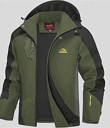 preiswerte -Herren Fleecejacke Regenjacke Regenmantel Außen Wasserdicht Winddicht Wanderoutfits Wanderbekleidung Winter Herbst Windjacke Patchwork Schwarz Armeegrün Rot