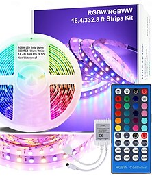 abordables -Bande lumineuse LED RGBWW étanche 5050 LED, bande lumineuse LED flexible de 16,4 pieds/33 pieds avec contrôle par application WiFi, lumières RGBW pour chambre à coucher, Noël &décoration de fête