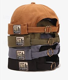 abordables -Gorros vintage con puños enrollados para hombre: gorros sin ala ajustables en varios colores para un estilo informal y urbano